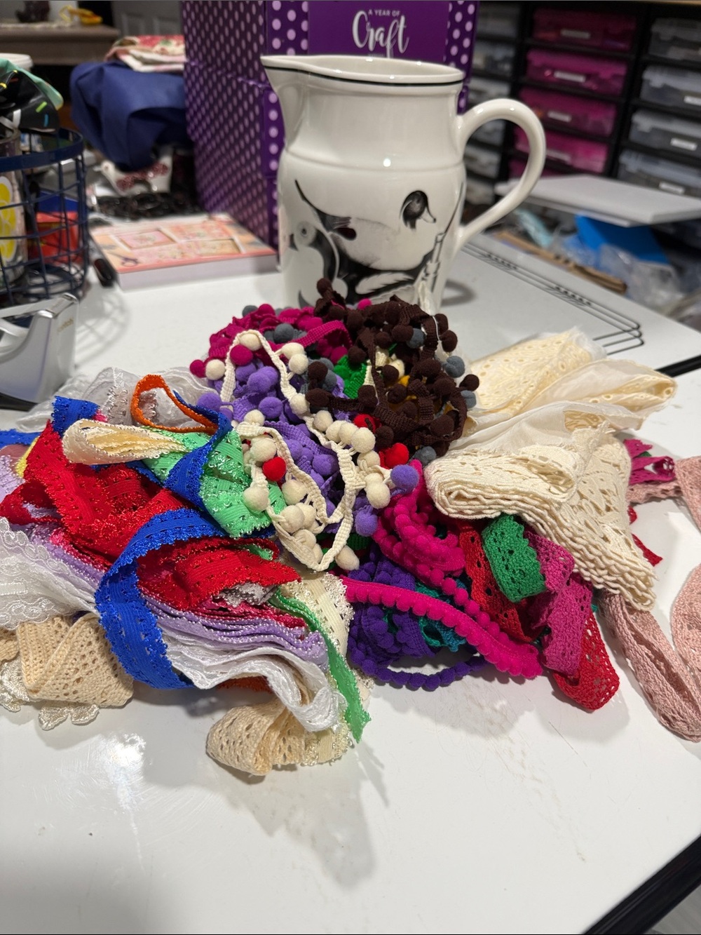 Lot of 34 Yards of Assorted Decorative Trim and Lace Bundle